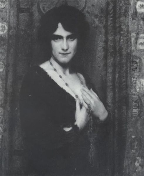 The Carnelian Necklace (portrait Of Miss R) Oil Painting by Charles Curran