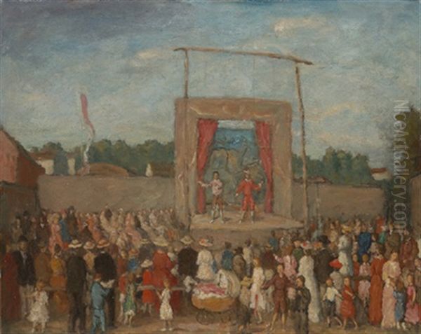 Die Wanderkomodianten Oil Painting by Adolf Curry