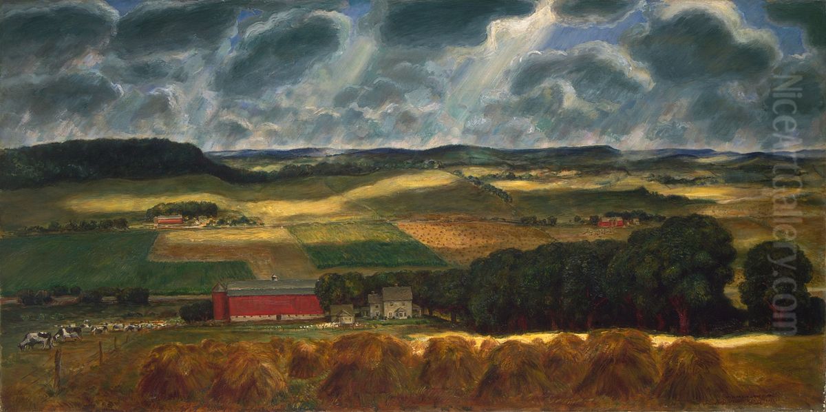 Wisconsin Landscape Oil Painting by John Steuart Curry