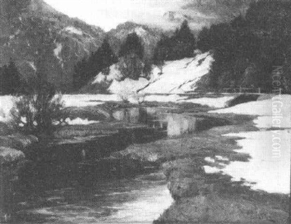 Receding Snow Cover Oil Painting by Robert Franz Curry