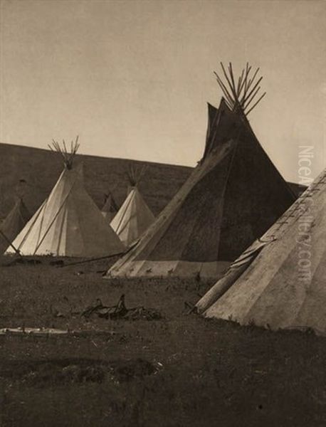 Atsina Camp (+ 5 Others, Smllr; 6 Works From The North American Indian Series) Oil Painting by Edward Sherrif Curtis