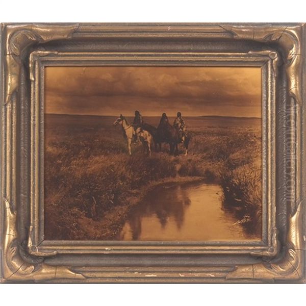 Three Chiefs Oil Painting by Edward Sherrif Curtis