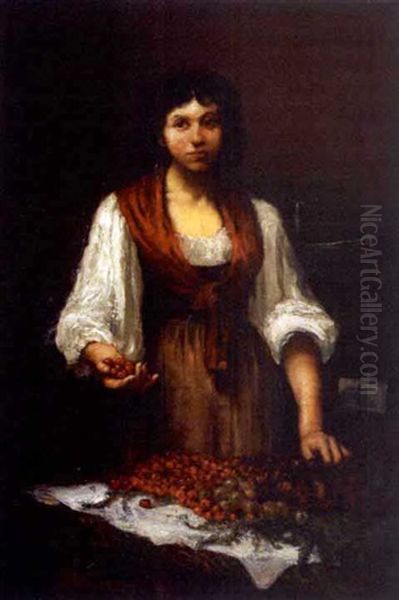 La Marchande De Cerises Oil Painting by Ralph Wormsley Curtis
