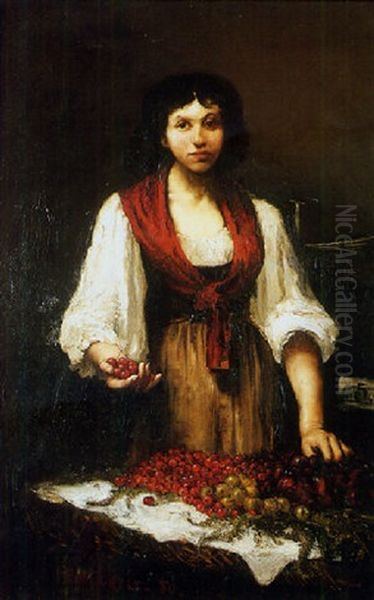 La Marchande De Cerises Oil Painting by Ralph Wormsley Curtis