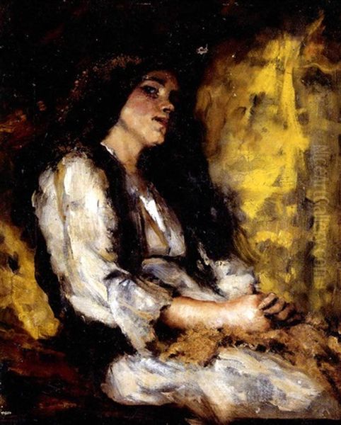 Portrait Of A Lady Oil Painting by Ralph Wormsley Curtis
