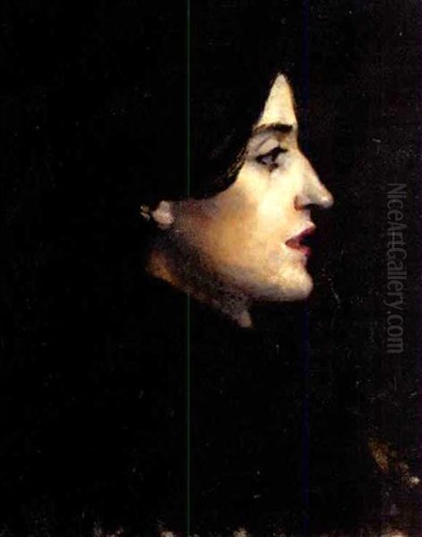 Portrait Of A Lady In Profile Oil Painting by Ralph Wormsley Curtis