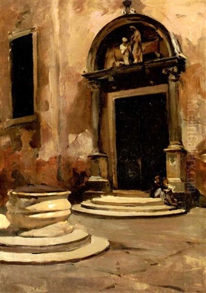 Entrance Of Little Church Oil Painting by Ralph Wormsley Curtis