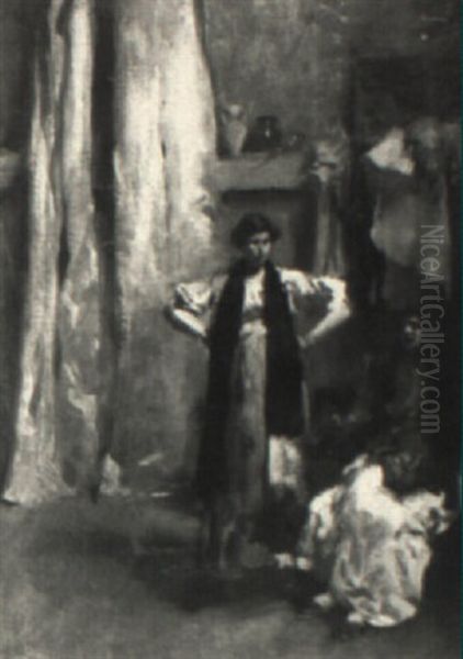 Interior Of Artist's Studio Oil Painting by Ralph Wormsley Curtis