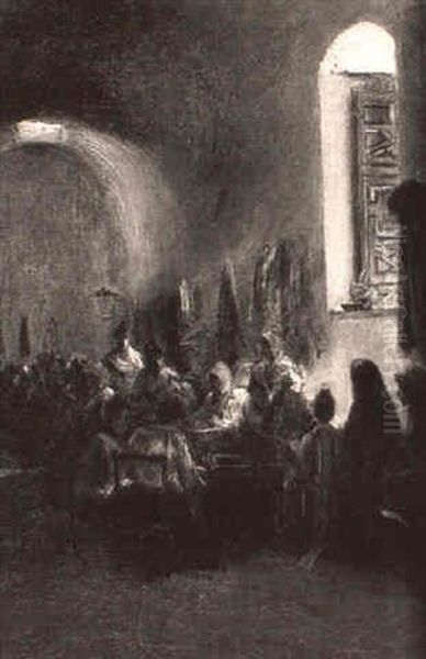 Mexican Hall Oil Painting by Ralph Wormsley Curtis