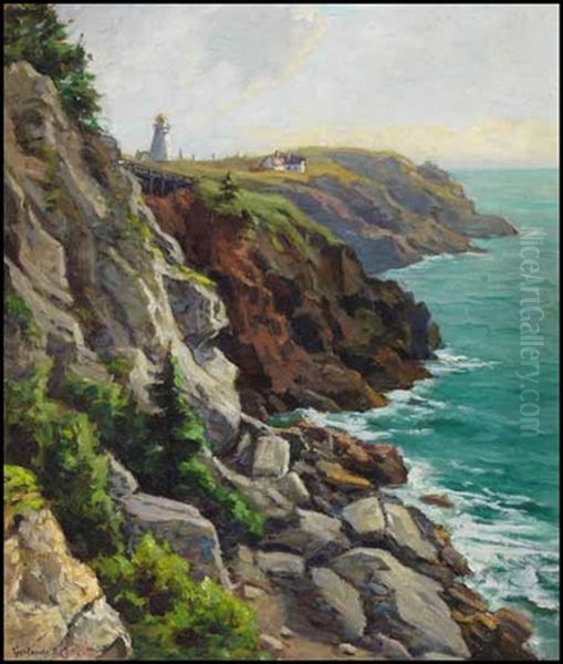 Newfoundland's Rocky Coastline Oil Painting by Gertrude E. Spurr Cutts