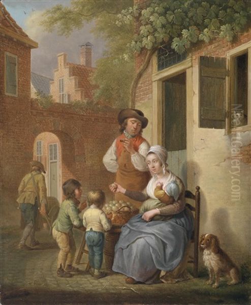 Eine Hollandische Strassenszene In Der Abendsonne Oil Painting by Cornelis van Cuylenburg
