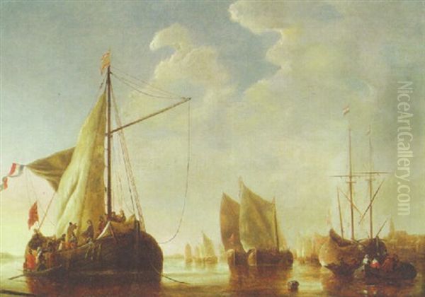 Shipping On The Maas Oil Painting by Aelbert Cuyp
