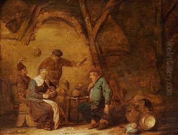 Krointerior Med Kone, Der Ryger Pibe Oil Painting by Benjamin Gerritsz Cuyp