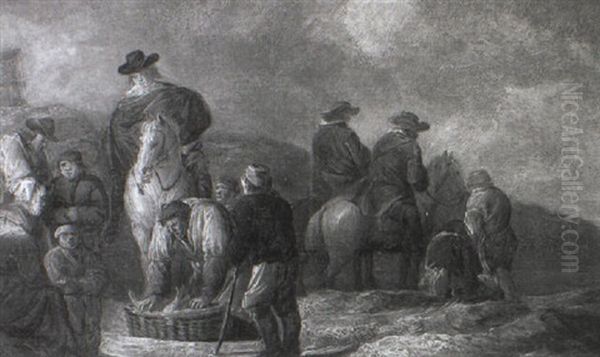 Travellers On Horseback Conversing With Peasants Oil Painting by Benjamin Gerritsz Cuyp