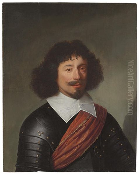 Portrait Of An Officer In Armor, With A Red Sash Oil Painting by Jacob Gerritsz Cuyp
