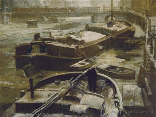 Ghent Under Snow Oil Painting by Alfons De Cuyper