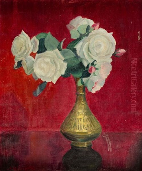 Kwiaty W Wazonie Oil Painting by Michal Wiktor Czepita