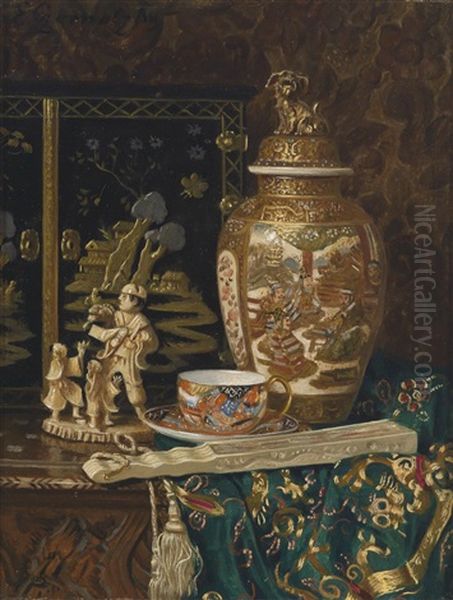 Stillleben Mit Chinesischen Ziergegenstanden Oil Painting by Ernst Czernotzky