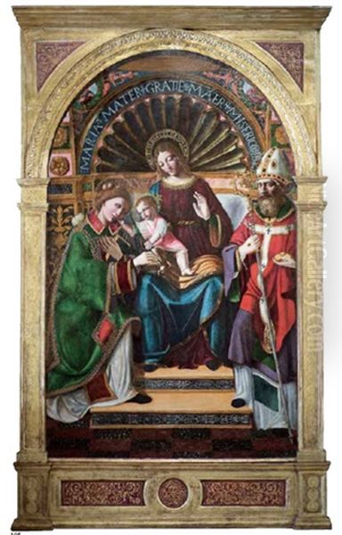 Madonna Con Il Bambino E I Santi Stefano E Nicola Di Bari Oil Painting by Leonardo Da Vinci