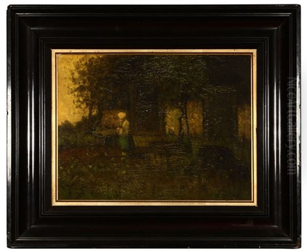 Dutch Figure Near A House In A Landscape Oil Painting by Henri Van Daalhoff