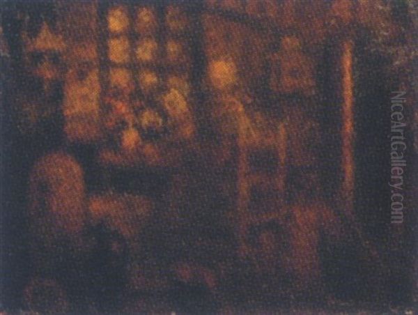 A Woman Reading In An Interior Oil Painting by Henri Van Daalhoff