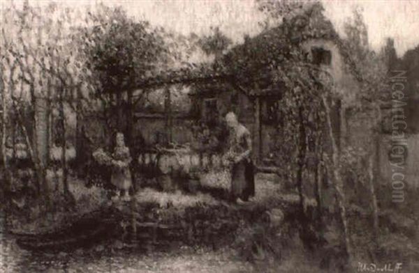 The Backyard Oil Painting by Henri Van Daalhoff