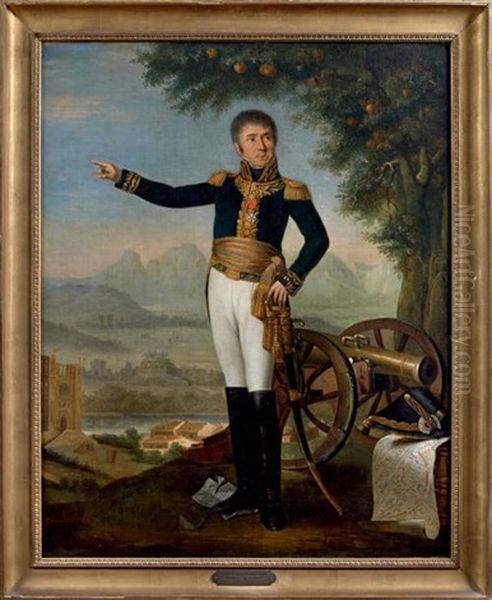 Portrait En Pied Du General De Division, Baron De Lamartiniere Oil Painting by Laurent Dabos