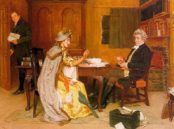 Consulting Her Lawyer Oil Painting by Frank Dadd