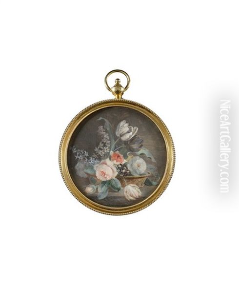 Bouquet De Fleurs Sur Une Margelle En Marbre Oil Painting by Jan Frans Van Dael