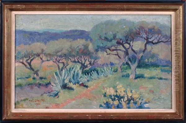 Bord De Mer - Les Barques - Les Oliviers Oil Painting by Antoine Daens