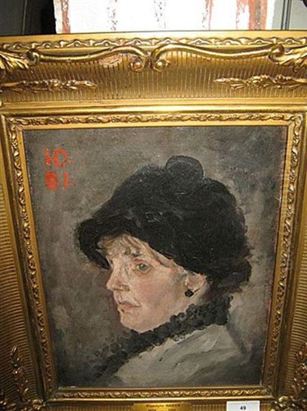 Portret Van Een Dame In Profiel Oil Painting by Hippolyte Daeye