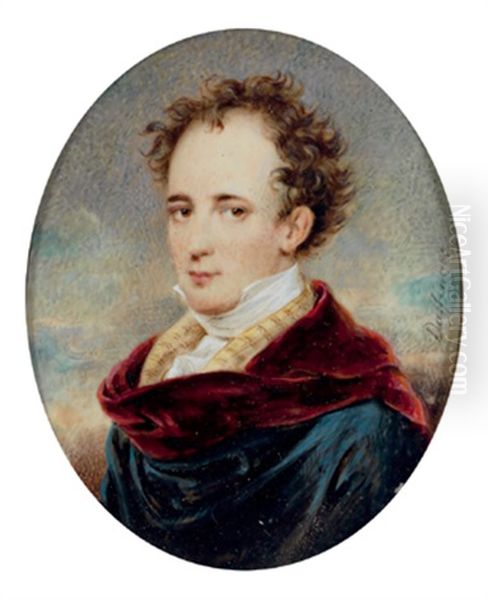 Bildnis Eines Jungen Herren Mit Rotem Schultertuch Oil Painting by Moritz Michael Daffinger