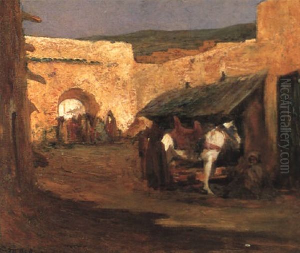 A Tetouan, Maroc Oil Painting by Charles Henri Gaston Dagnac-Riviere