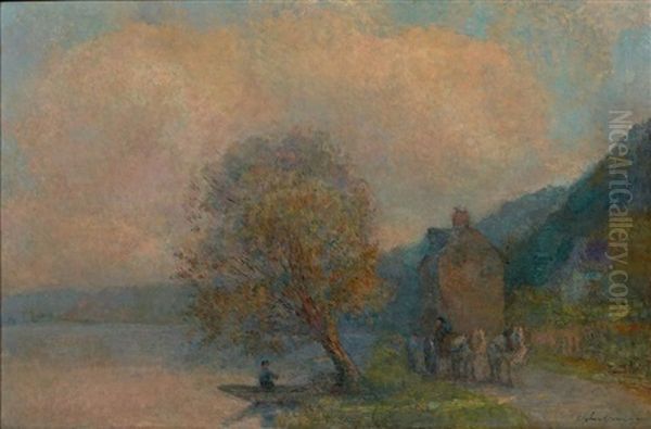 Chemin De Halage Oil Painting by Albert Marie Adolphe Dagnaux