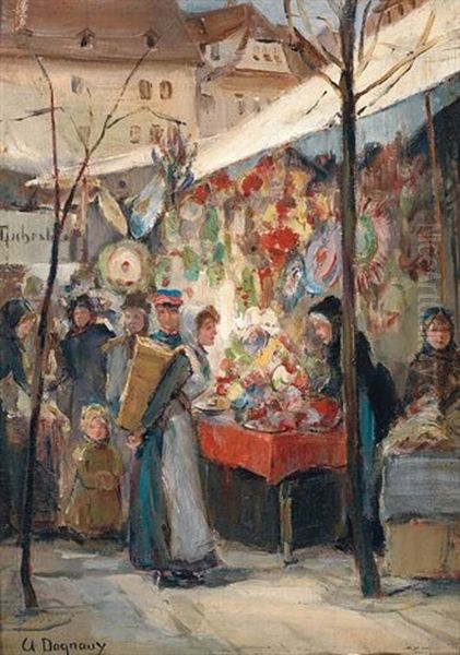 Lebhaftes Treiben Auf Einem Markt Oil Painting by Albert Marie Adolphe Dagnaux