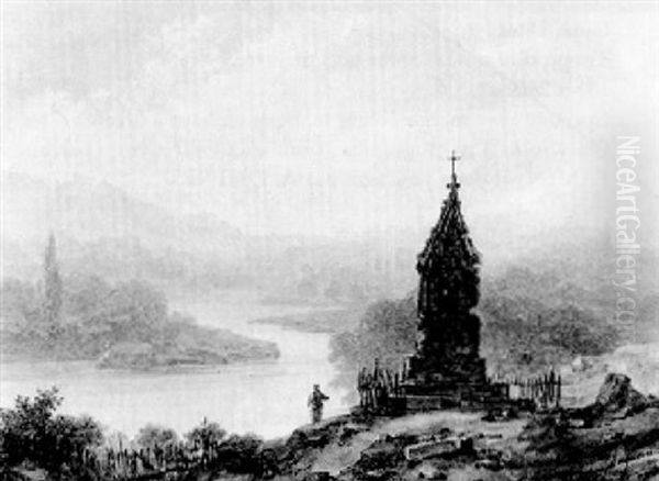 Paysage Fluvial Oil Painting by Louis Jacques Mande Daguerre