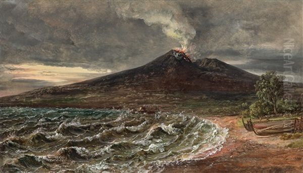 To Mennesker I Interior Oil Painting by Johan Wilhelm Ludwig Dahl