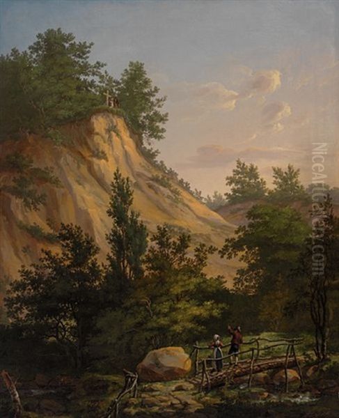 Klintekorset I Liselunds Hauge Paa Moen Oil Painting by Johan Wilhelm Ludwig Dahl
