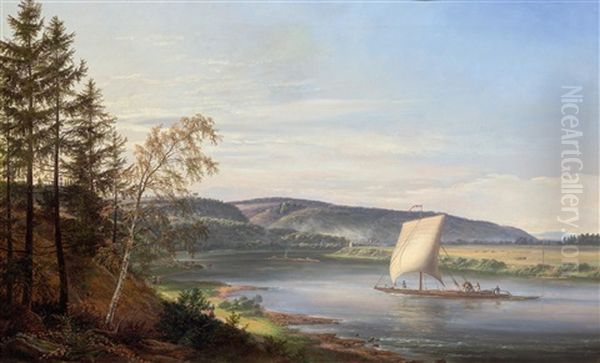 Blick Auf Die Elbe Vom Cosels Garten Bei Dresden Oil Painting by Johan Wilhelm Ludwig Dahl