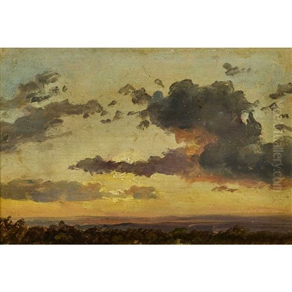 Landschaft Mit Wolkenstudie Oil Painting by Johan Wilhelm Ludwig Dahl