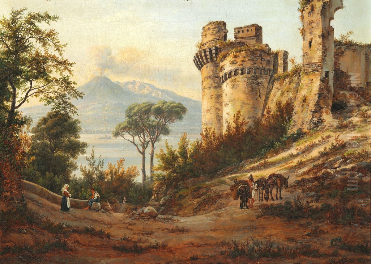 A Ruin In The Neighborhood Of Castel Mare Oil Painting by Johan Wilhelm Ludwig Dahl