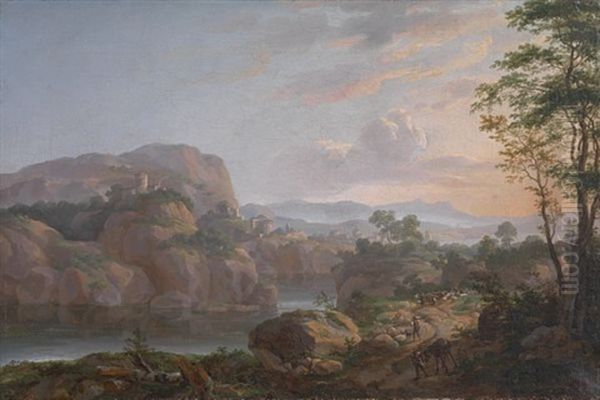 Sydlig Landskap Med Fjord Oil Painting by Johan Wilhelm Ludwig Dahl