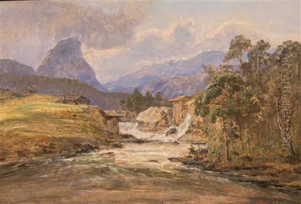 Mountain Landscape Oil Painting by Johan Wilhelm Ludwig Dahl