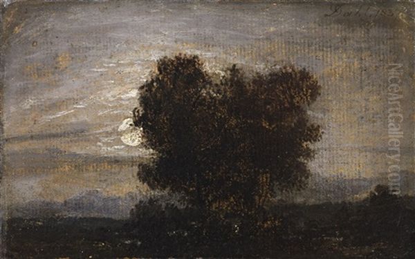 Baume Im Mondschein Oil Painting by Johan Wilhelm Ludwig Dahl