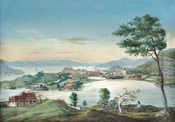Bergen Viewed From Kronstad Oil Painting by Johan Wilhelm Ludwig Dahl