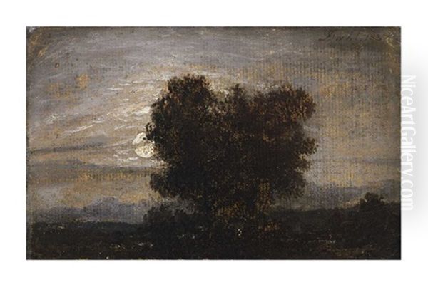 Moonlit Trees Oil Painting by Johan Wilhelm Ludwig Dahl