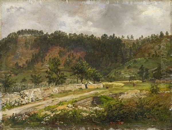 View Of A Street Near Pillnitz Oil Painting by Johan Wilhelm Ludwig Dahl