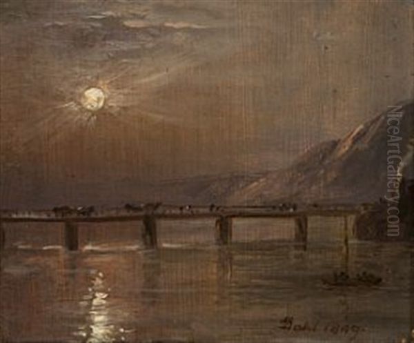 Nattstudie Oil Painting by Johan Wilhelm Ludwig Dahl