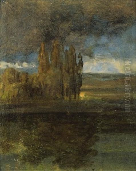 View Over The Elbe And The Der Bar Bastion Oil Painting by Johan Wilhelm Ludwig Dahl