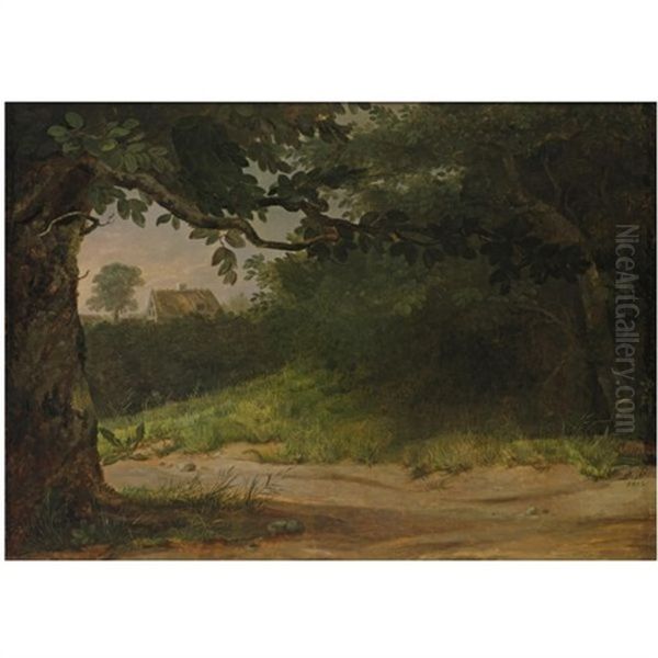 Dansk Landskap Oil Painting by Johan Wilhelm Ludwig Dahl